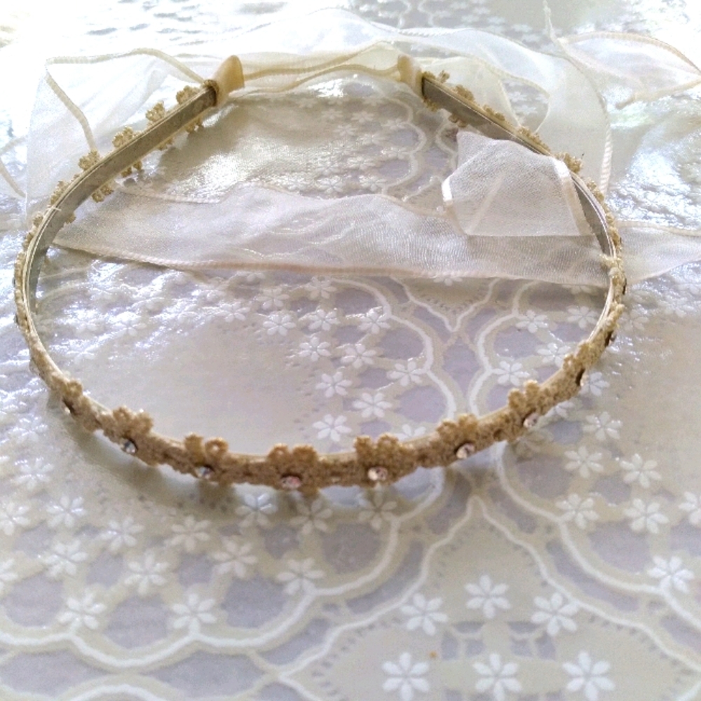 Flower ribbon headband wreath tiara